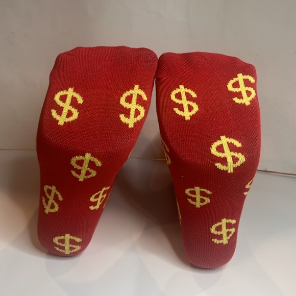 ❤️ Red and Gold Money Sign Novelty Socks Unisex - Picture 6 of 8